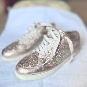 Jimmy Choo Silver Glitter Sneakers
